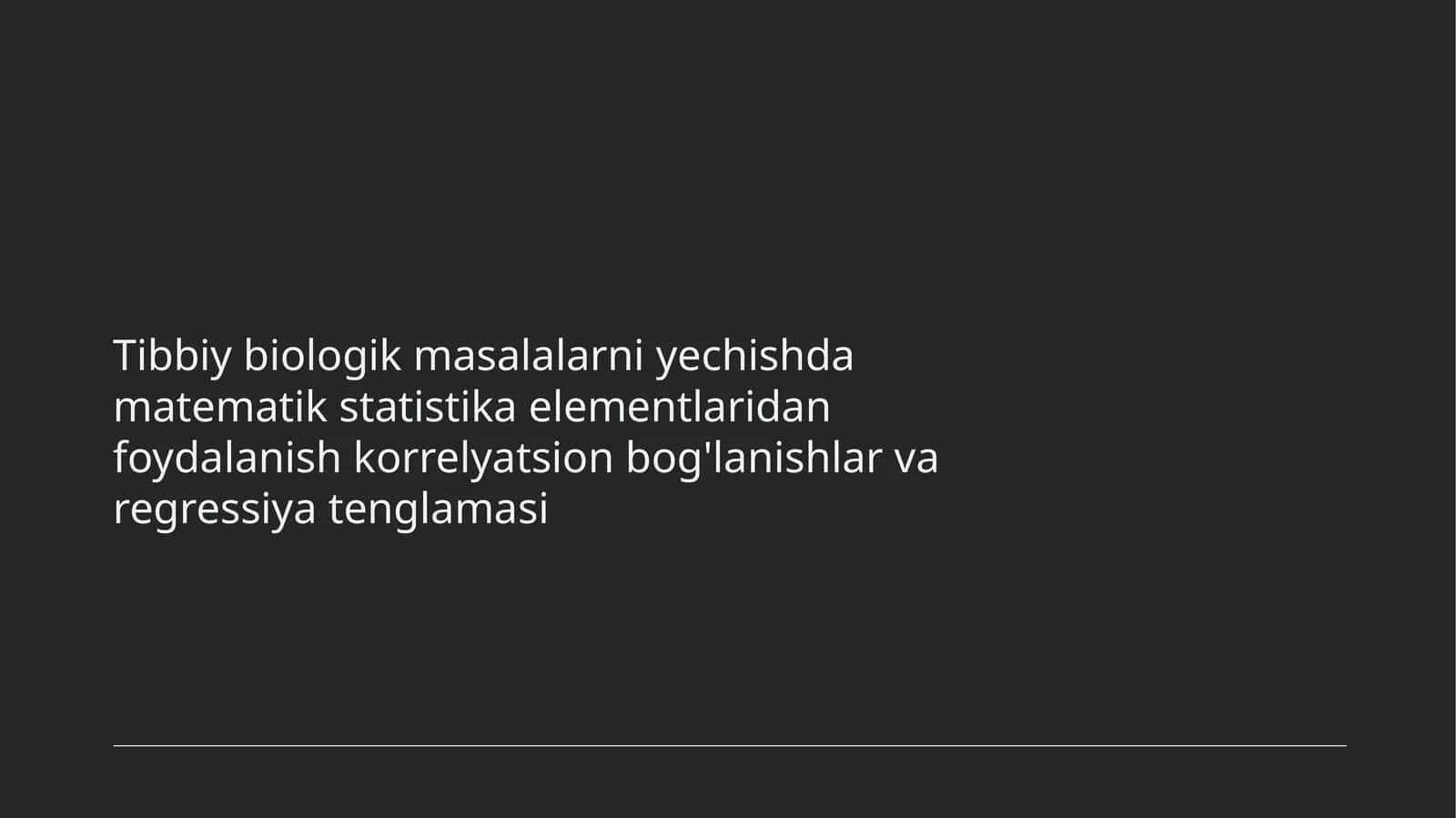 Tibbiy Biologiyada Matematik Statistika Elementlariga Kirish 1