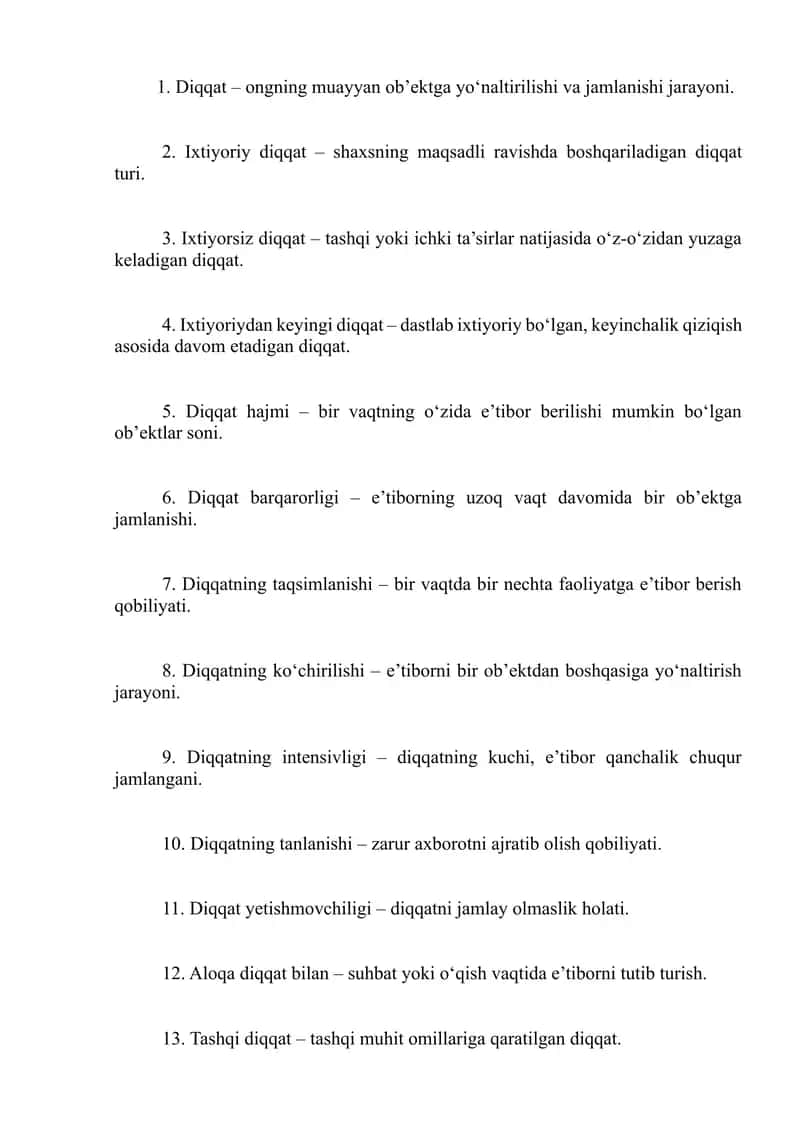Diqqat turliatlari 1