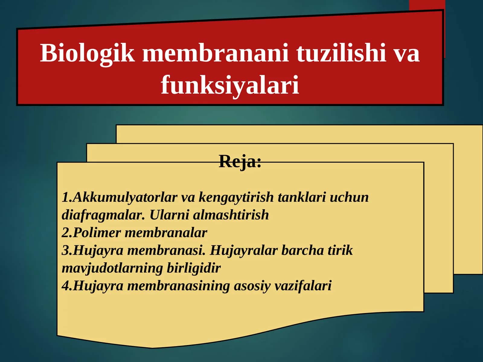 Biologik membranani tuzilishi va funksiyalari 1