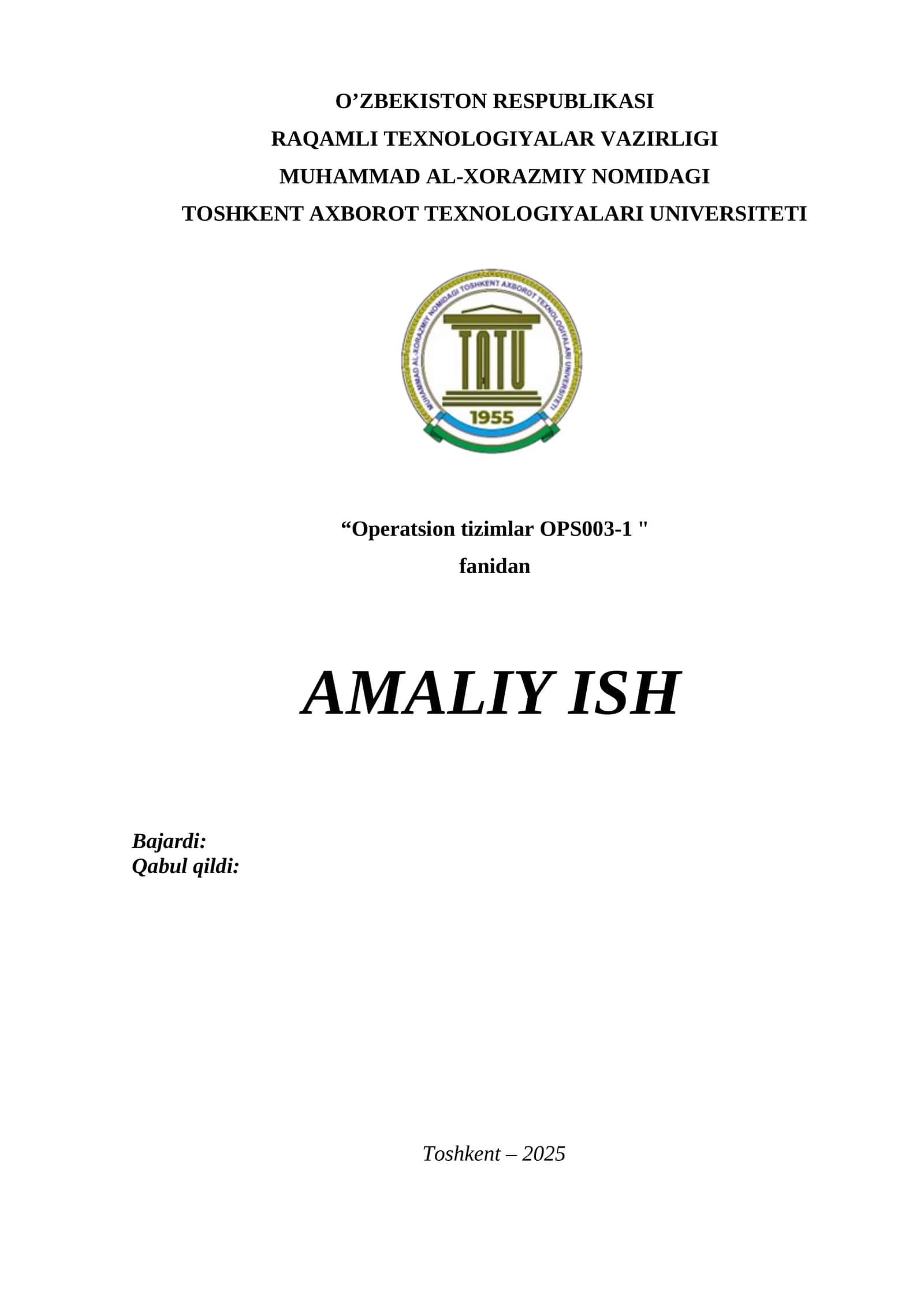 Virtuallashtirish tizimlarida bir nechta OT larni o’rnatish va sozlash. Amaliy ish 1