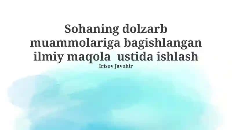 Dolzarb Muammolari