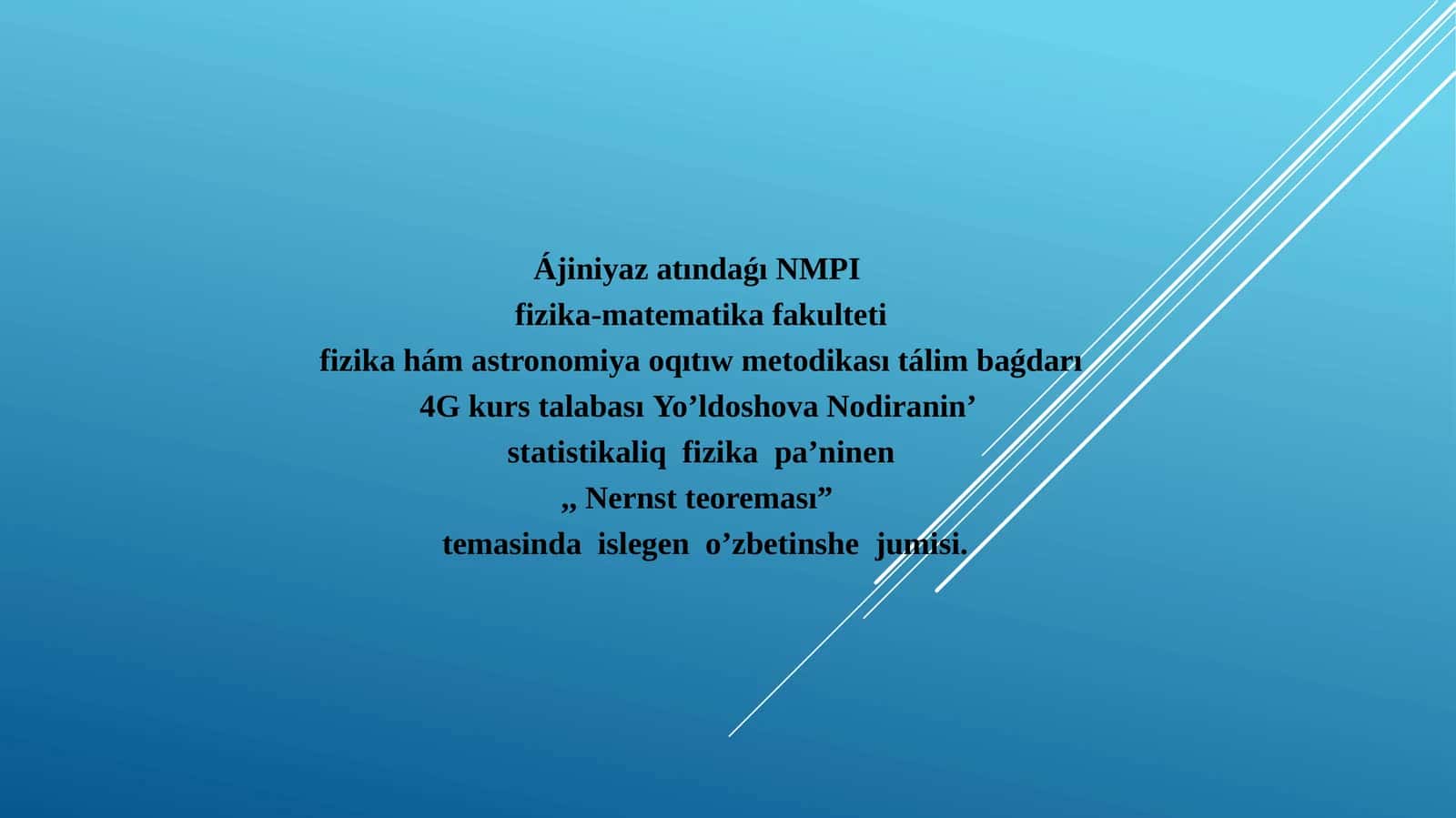 Nernst teoreması 1