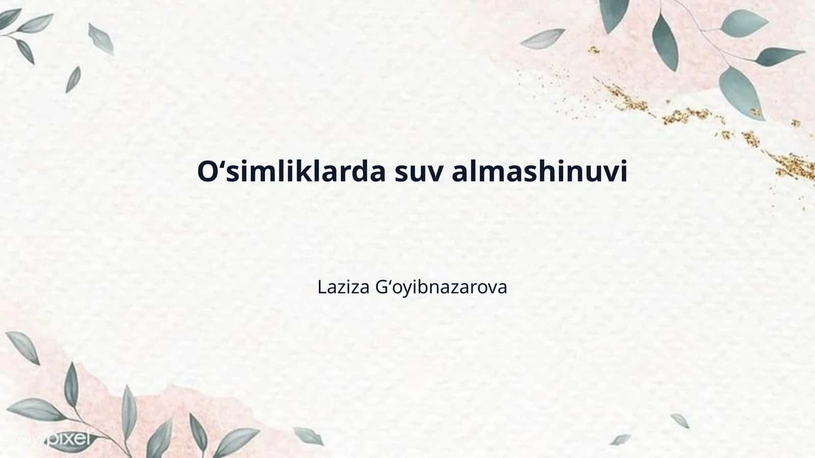 Oʻsimliklarda suv almashinuvi 1