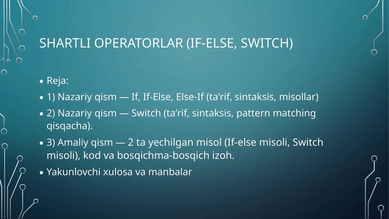 Shartli operatorlar 1