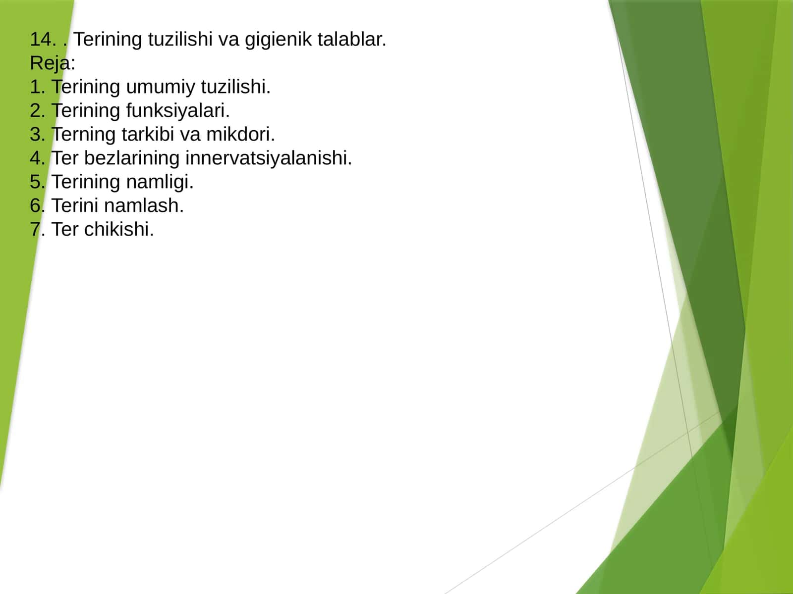 Terining tuzilishi va gigienik talablar 1