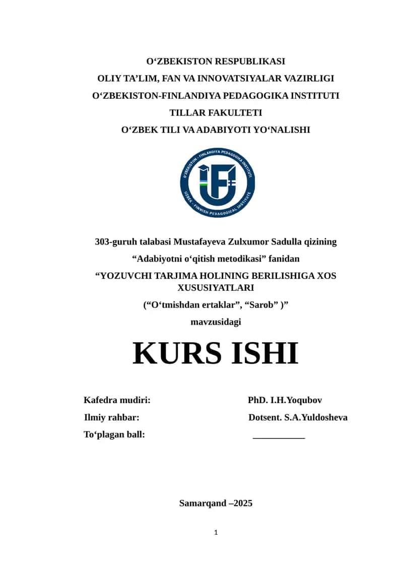 YOZUVCHI TARJIMA HOLINING BERILISHIGA XOS XUSUSIYATLARI 1
