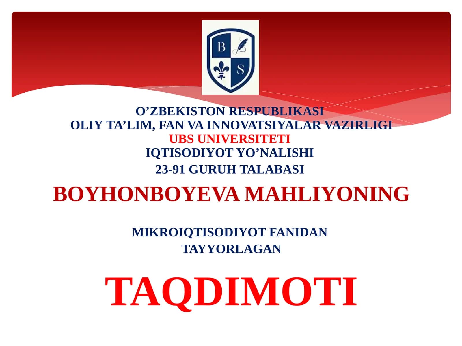 Tadbirkorlik shakillari 1