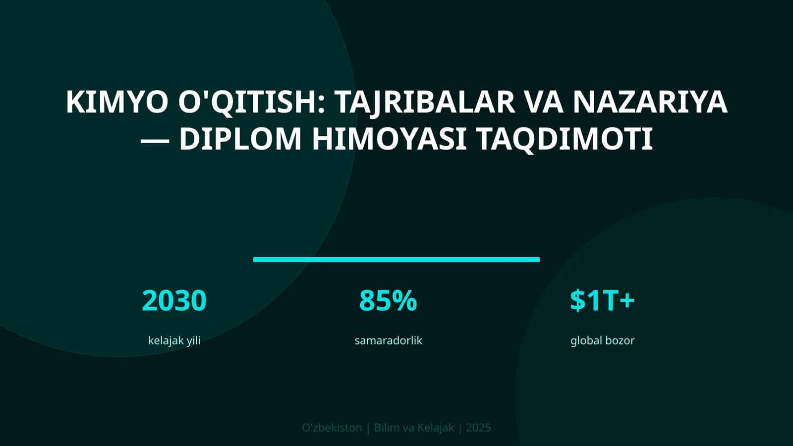 Kimyo o'qitish: tajribalar va nazariya — diplom himoyasi taqdimoti 1