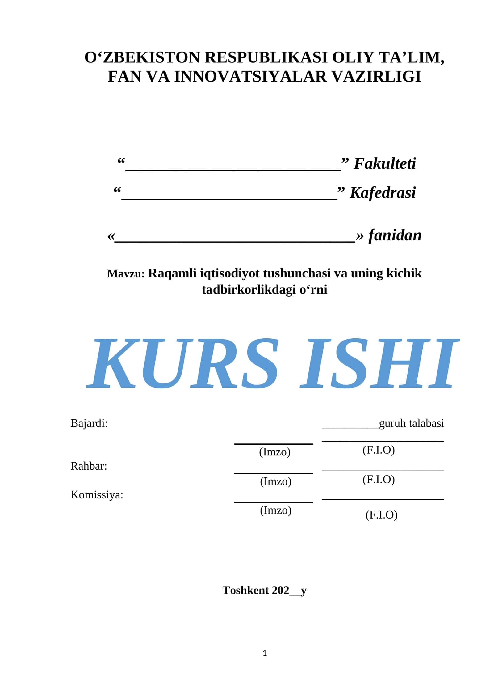 Raqamli iqtisodiyot tushunchasi va uning kichik tadbirkorlikdagi o‘rni 1