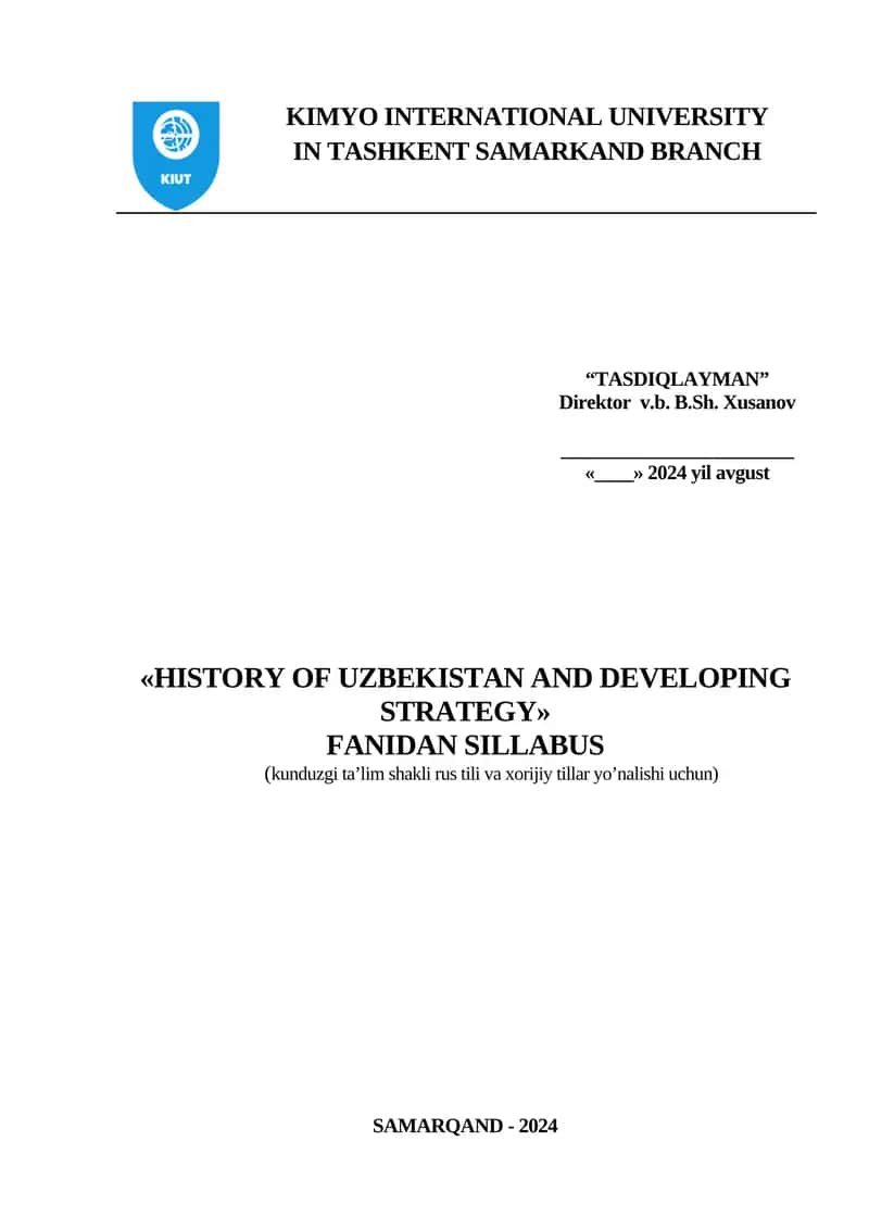 HISTORY OF UZBEKISTAN AND DEVELOPING STRATEGY 1