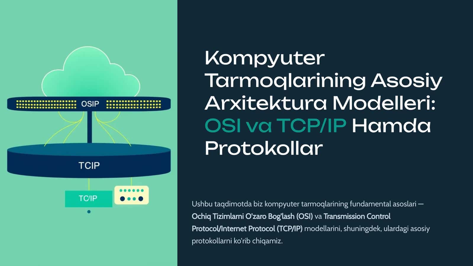 Kompyuter Tarmoqlarining Asosiy Arxitektura Modelleri: OSI va TCP/IP Hamda Protokollar 1