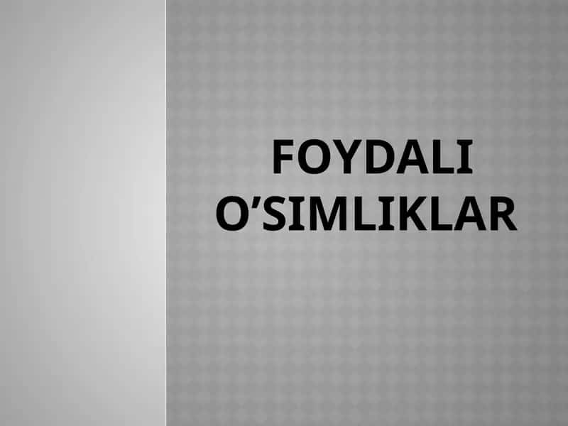 Foydali o’simliklar 1