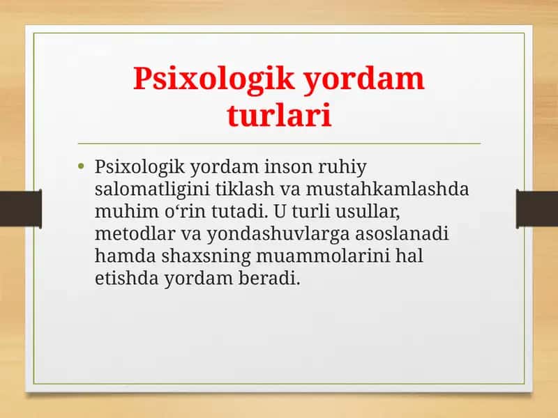 Psixologik yordam turlari