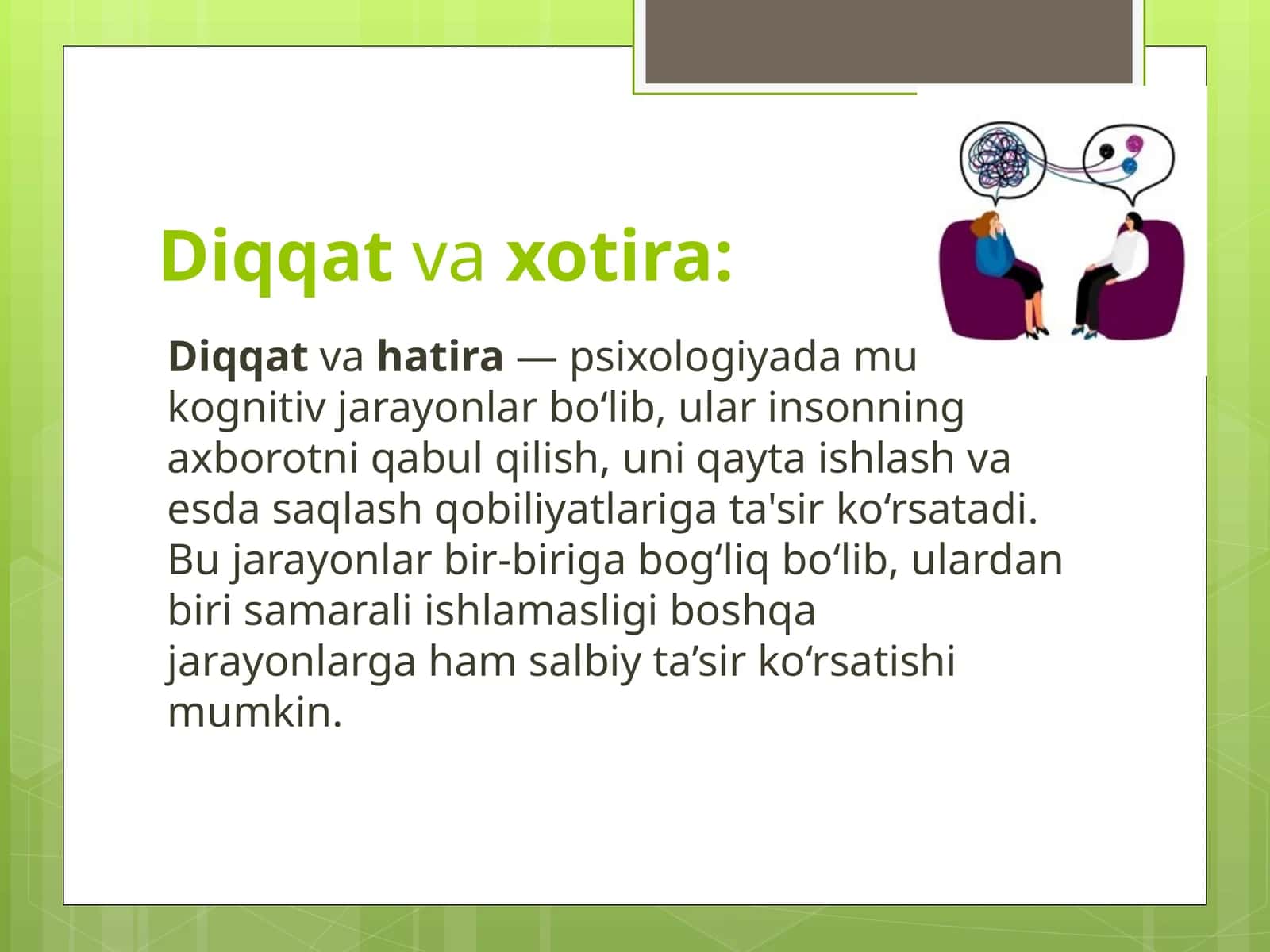 Diqqat va xotira 1