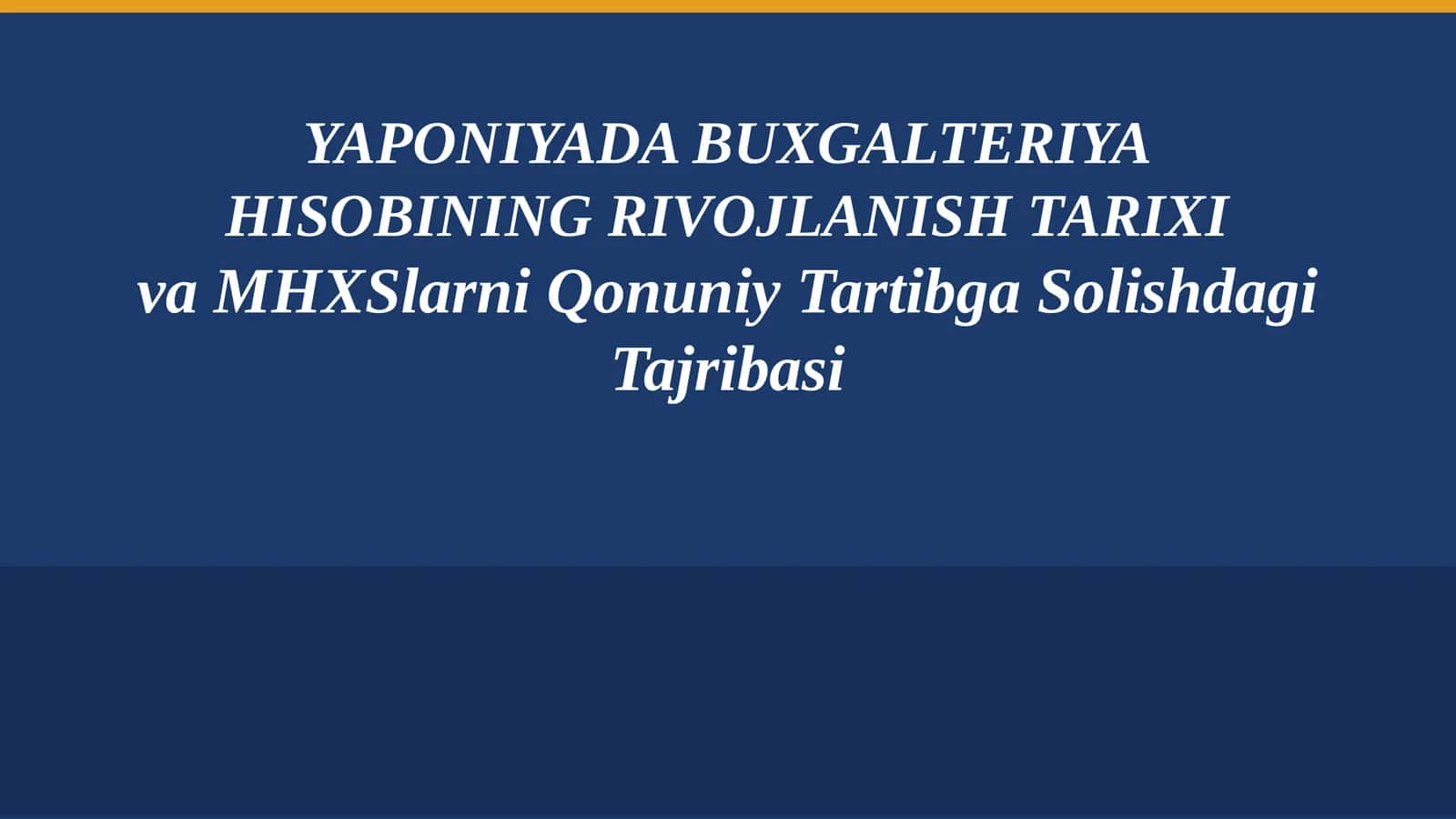 YAPONIYADA BUXGALTERIYA HISOBINING RIVOJLANISH TARIXI va MHXSlarni Qonuniy Tartibga Solishdagi Tajribasi 1