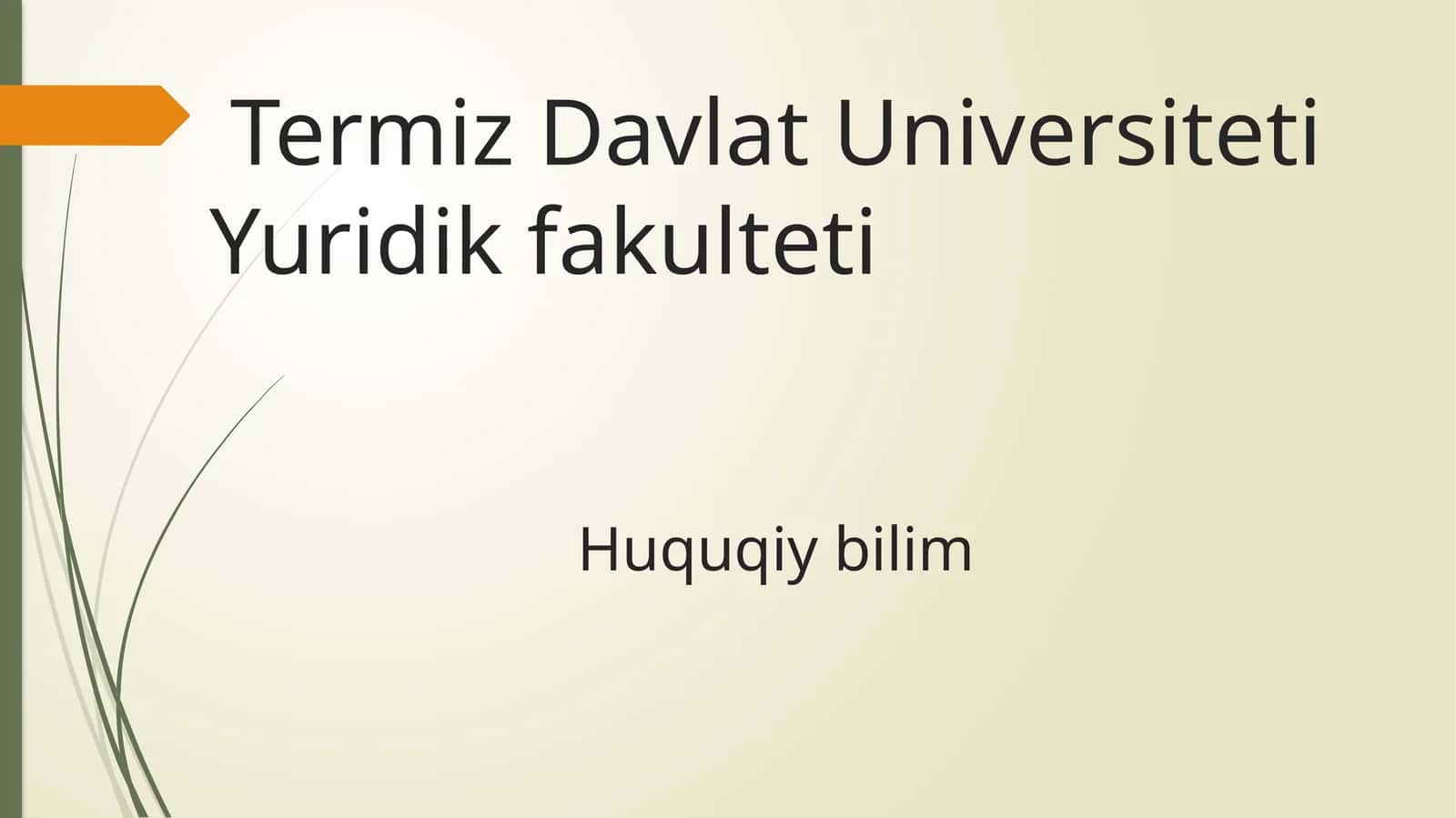 Termiz Davlat Universiteti Yuridik fakulteti Huquqiy bilim 1