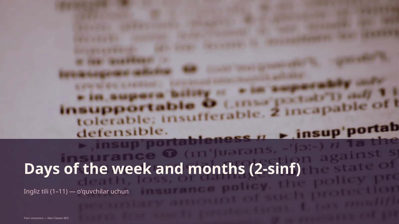 Days of the week and months (2-sinf) 1