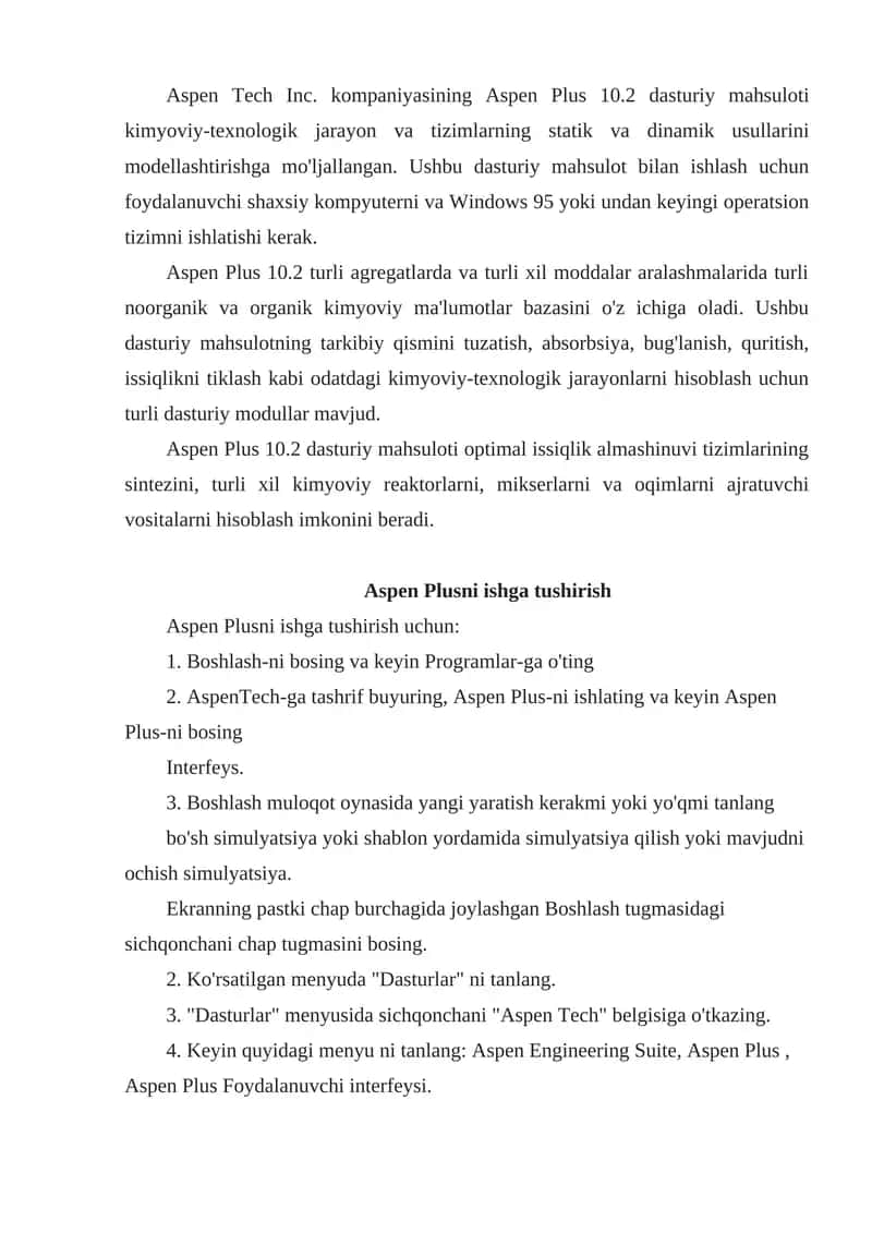 Aspen Plus 10.2 1