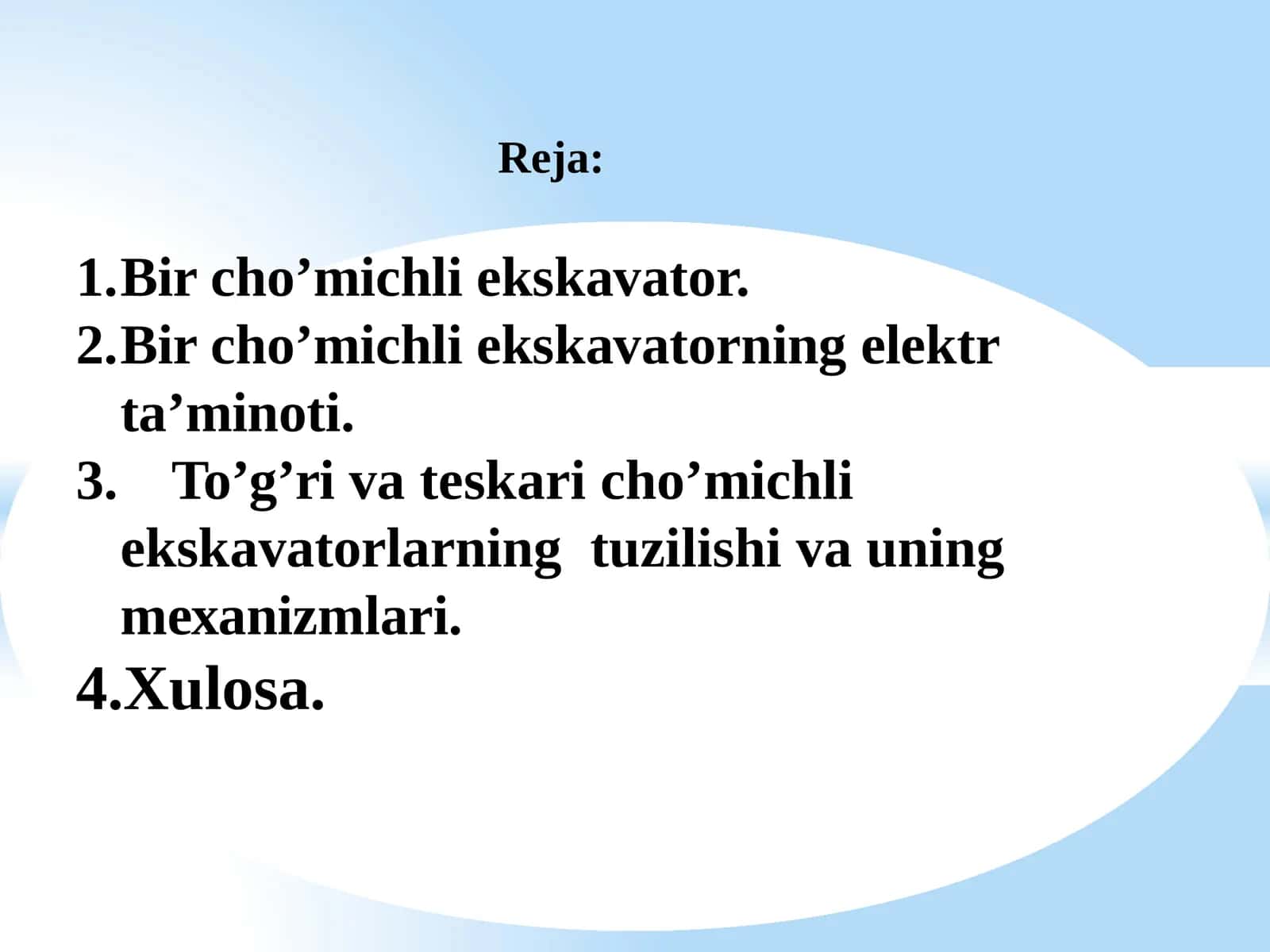 BIR CHO’MICHLI (KOVUSHLI) EKSKOVATORLAR VAZIFASI 1