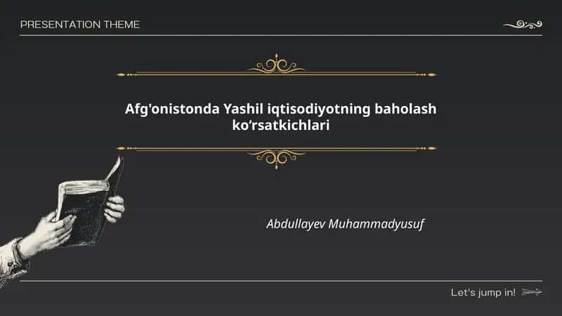 Afg'onistonda Yashil iqtisodiyotning baholash ko‘rsatkichlari 1