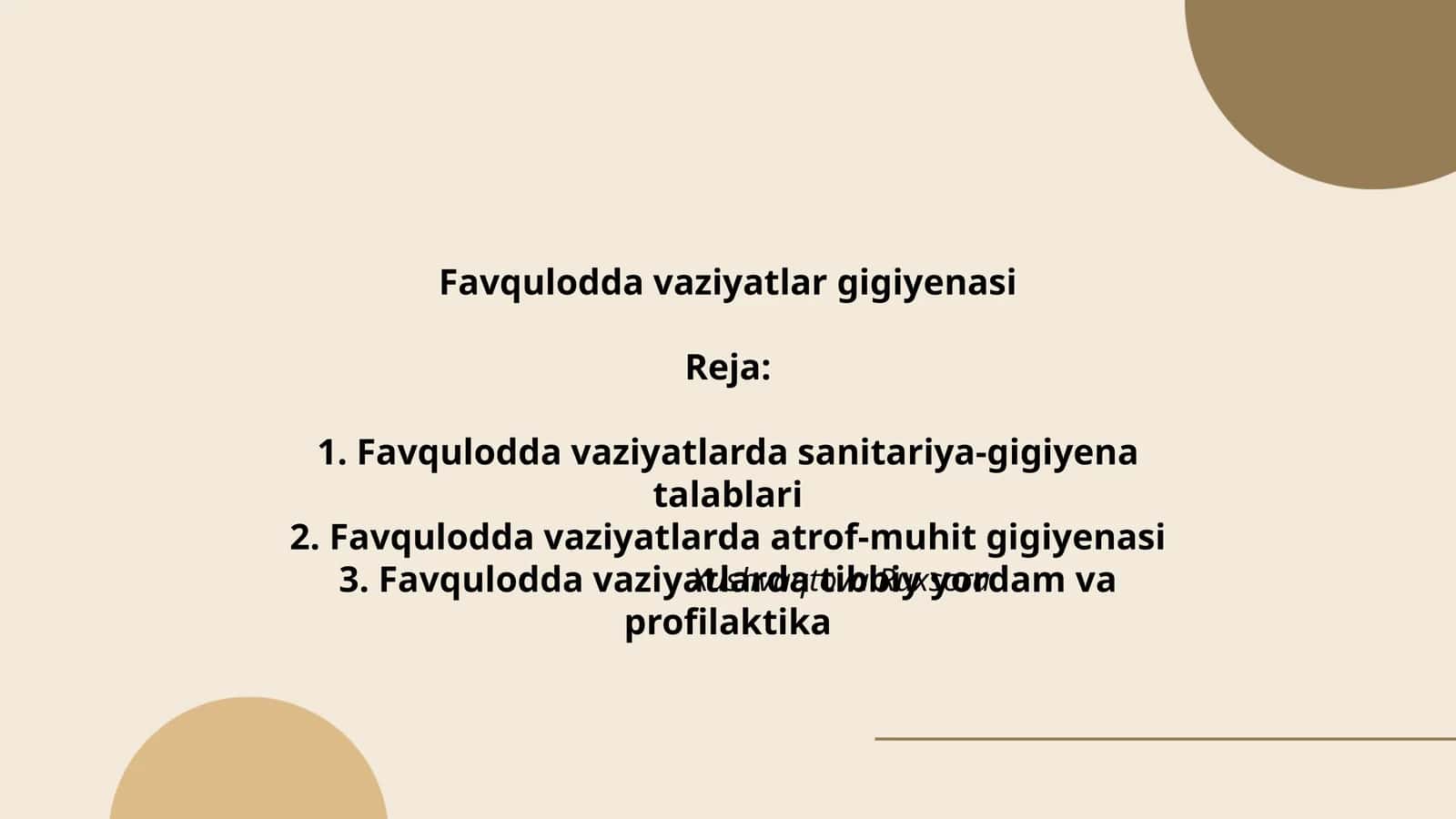 Favqulodda vaziyatlar gigiyenasi 1