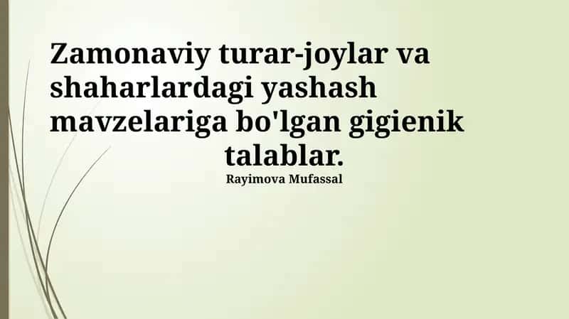 Zamonaviy turar-joylar va shaharlardagi yashash mavzelari 1