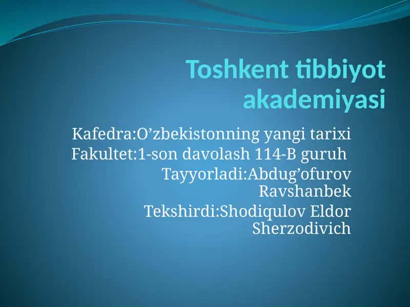 O’zbekistonning yangi tarixi 1