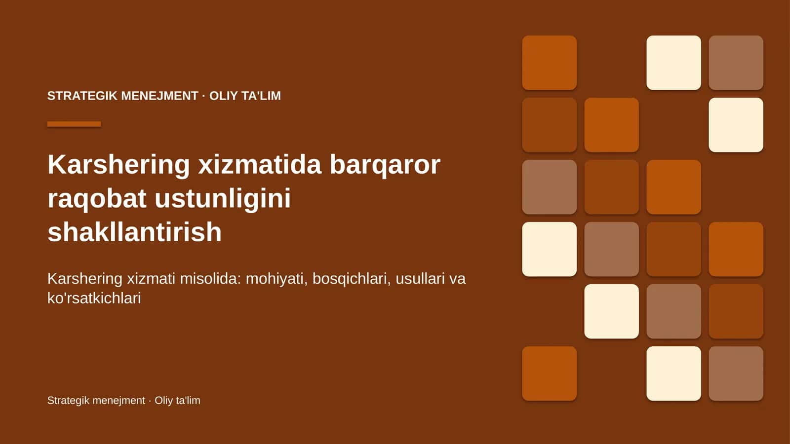 Karshering xizmatida barqaror raqobat ustunligini shakllantirish 1