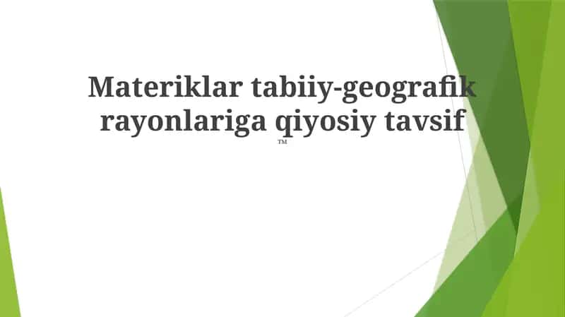 Materiklar tabiiy-geografik rayonlariga qiyosiy tavsif 1