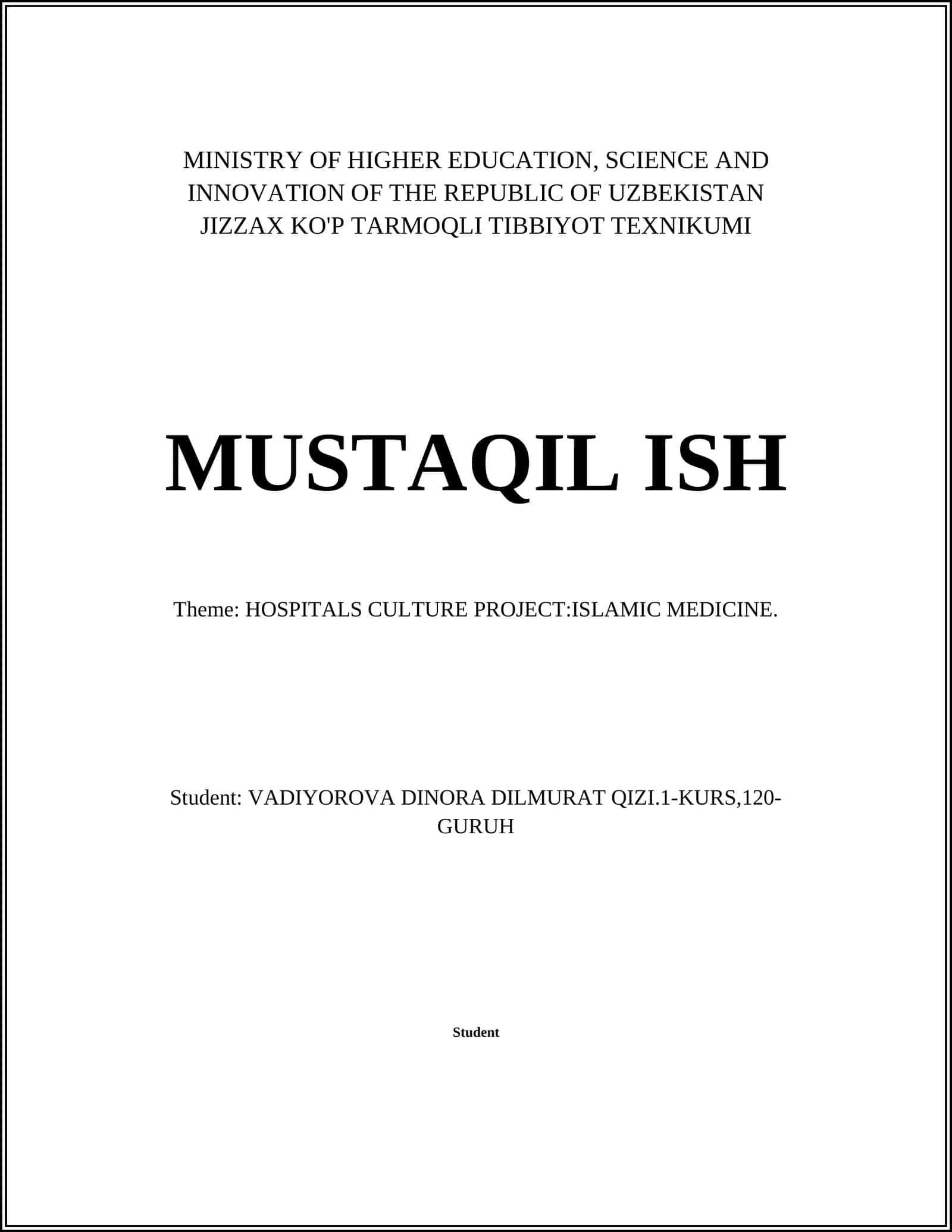 Historical Development of Islamic Medicine 1