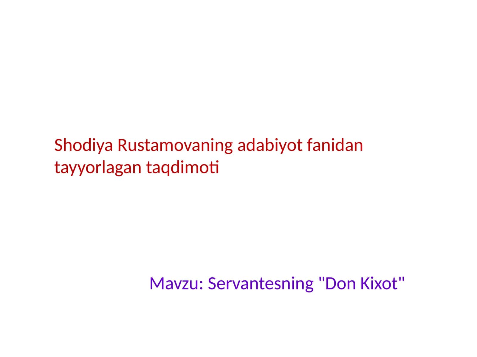Servantesning "Don Kixot" 1