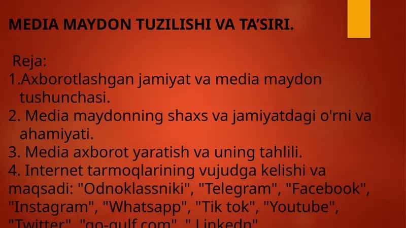 MEDIAMAYDON TUZILISHI VA TA’SIRI 1