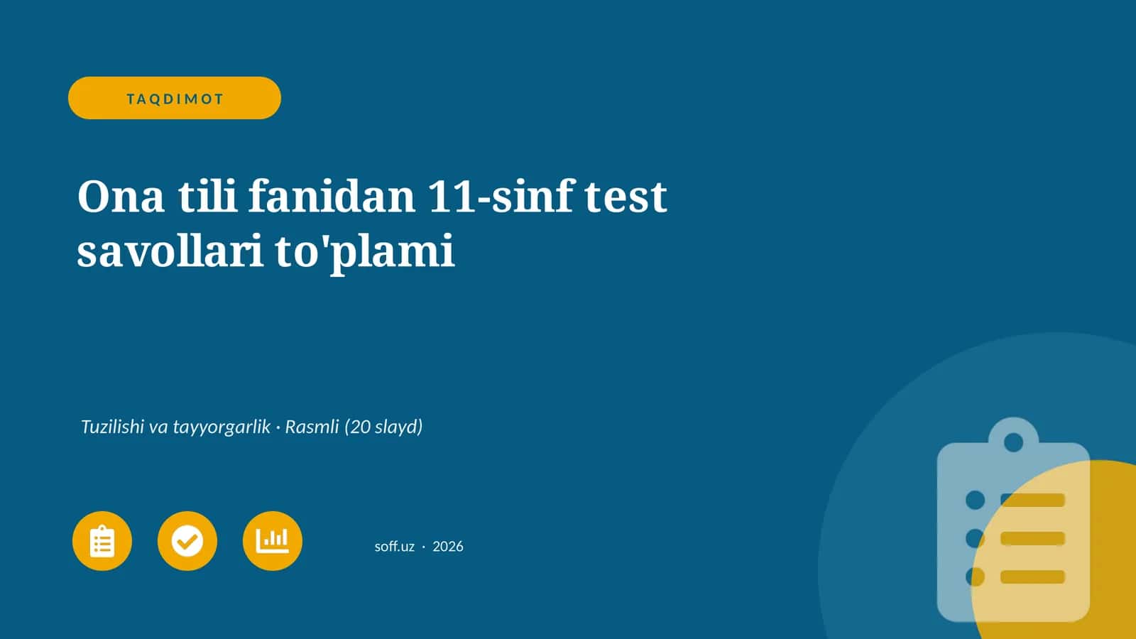 Ona tili fanidan 11-sinf test savollari to'plami 1
