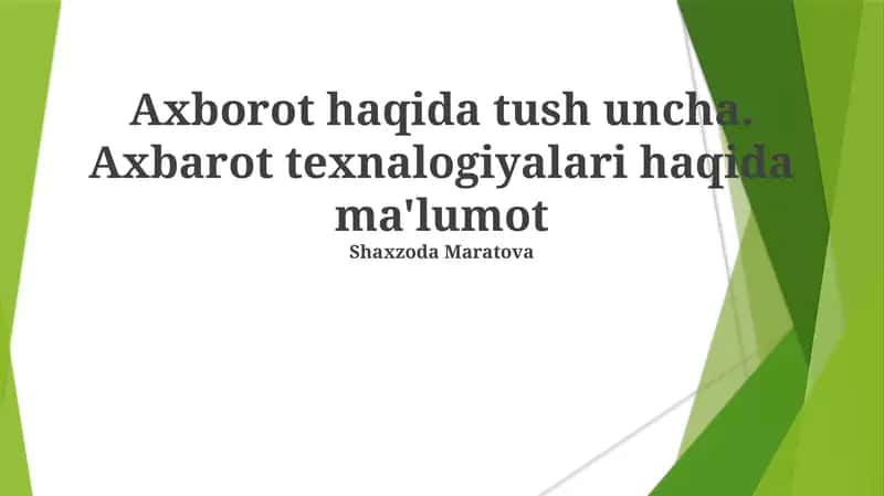 Axborot Texnologiyalari haqida umumiy ma'lumot 1