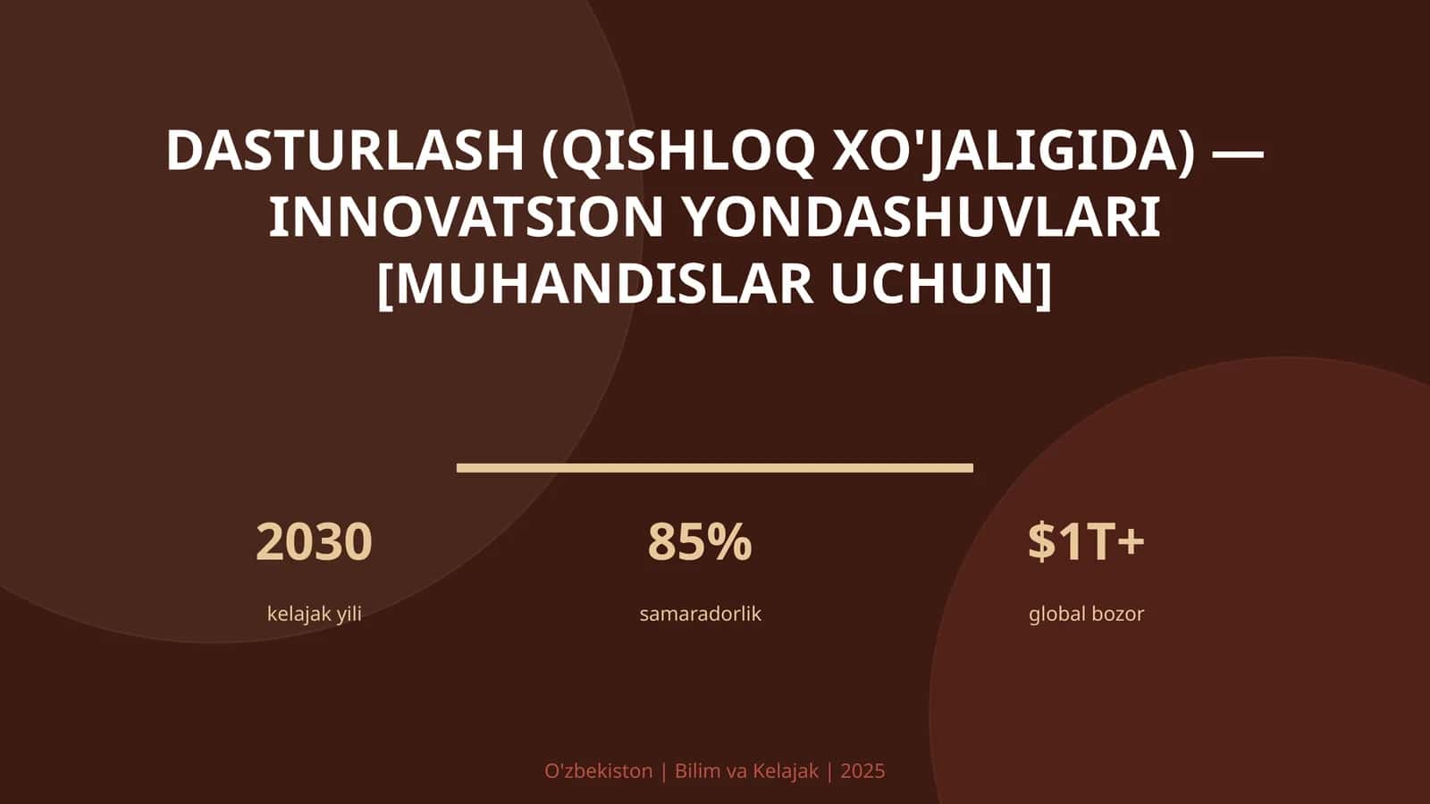 Dasturlash (qishloq xo'jaligida) — innovatsion yondashuvlari [muhandislar uchun] 1