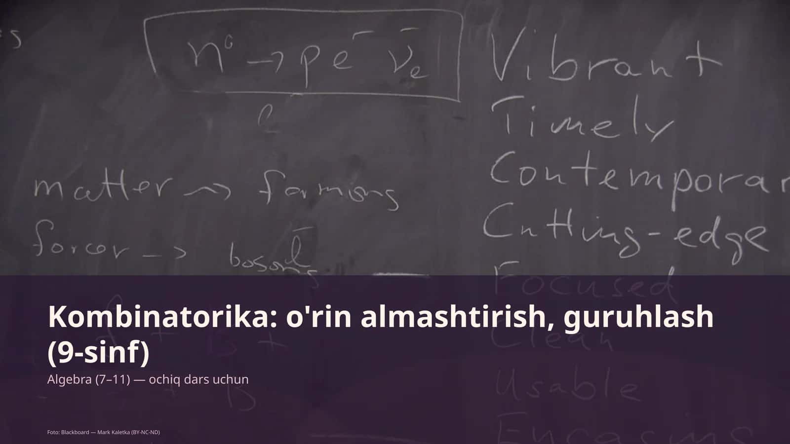 Kombinatorika: o'rin almashtirish, guruhlash (9-sinf) 1