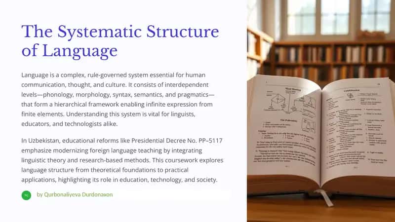The Systematic Structure of Language 1