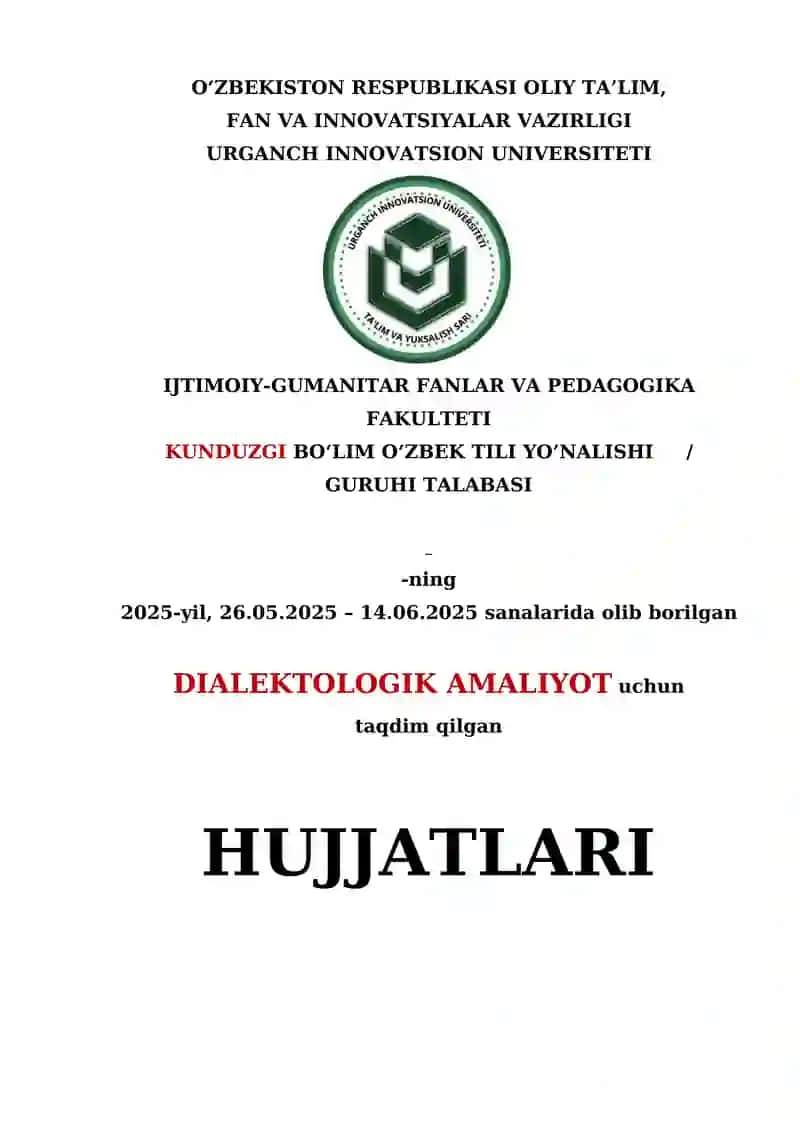 DIALEKTOLOGIK AMALIYOT 1