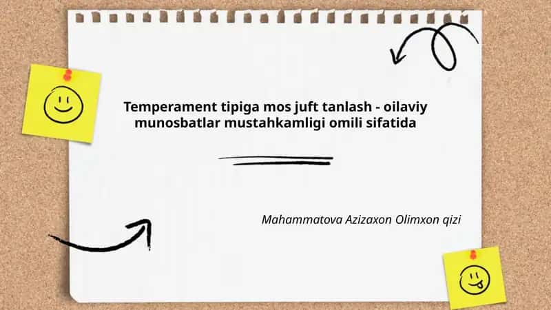 Temperament tipiga mos juft tanlash - oilaviy munosbatlar mustahkamligi omili sifatida 1