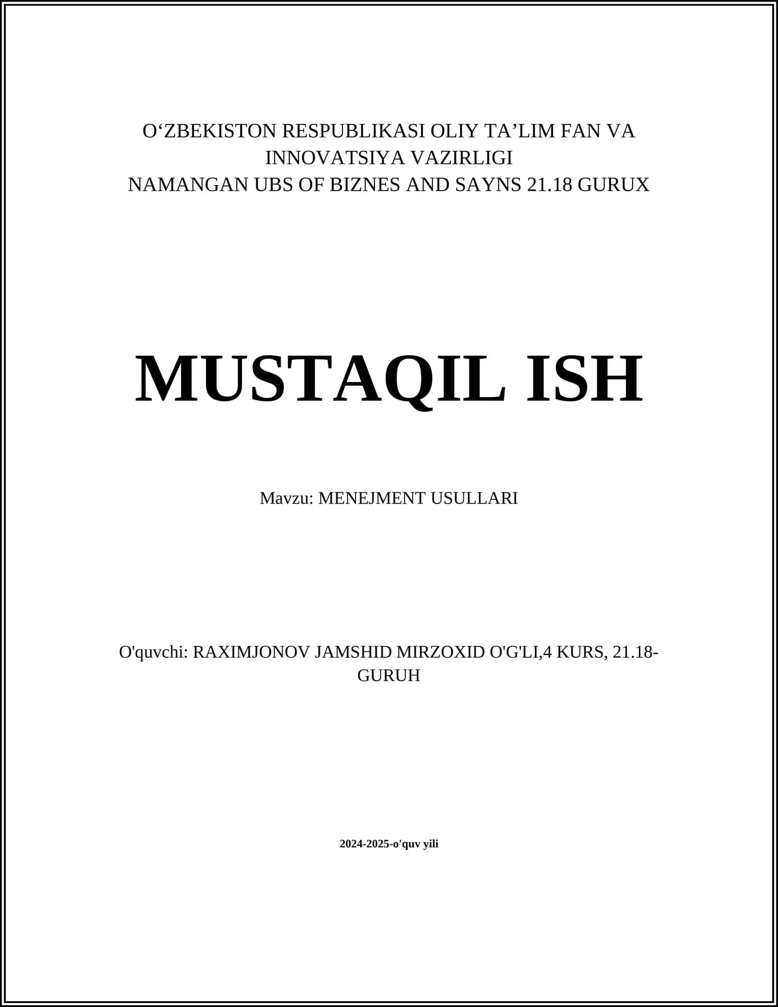 Tashkilotlarda menejment usullari 1