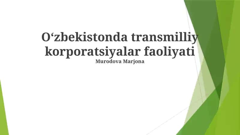 Oʻzbekistonda transmilliy korporatsiyalar faoliyati 1