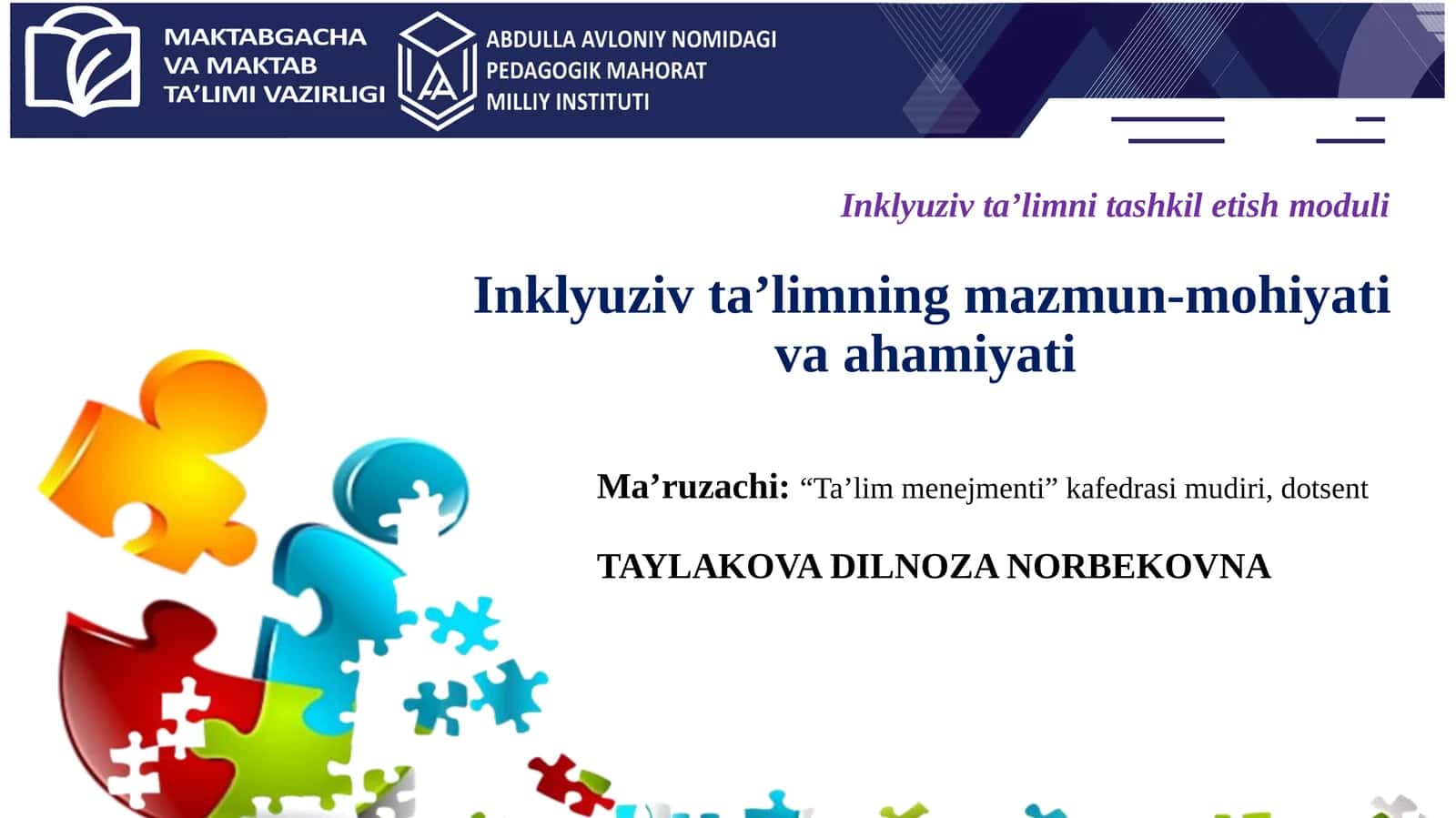 Inklyuziv taʼlimni tashkil etishmoduli 1