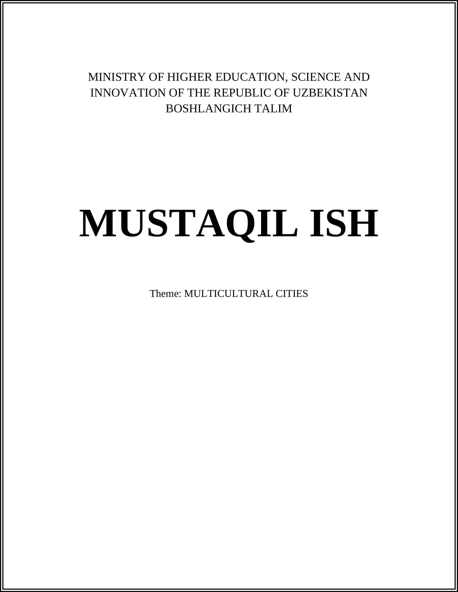 MULTICULTURAL CITIES 1