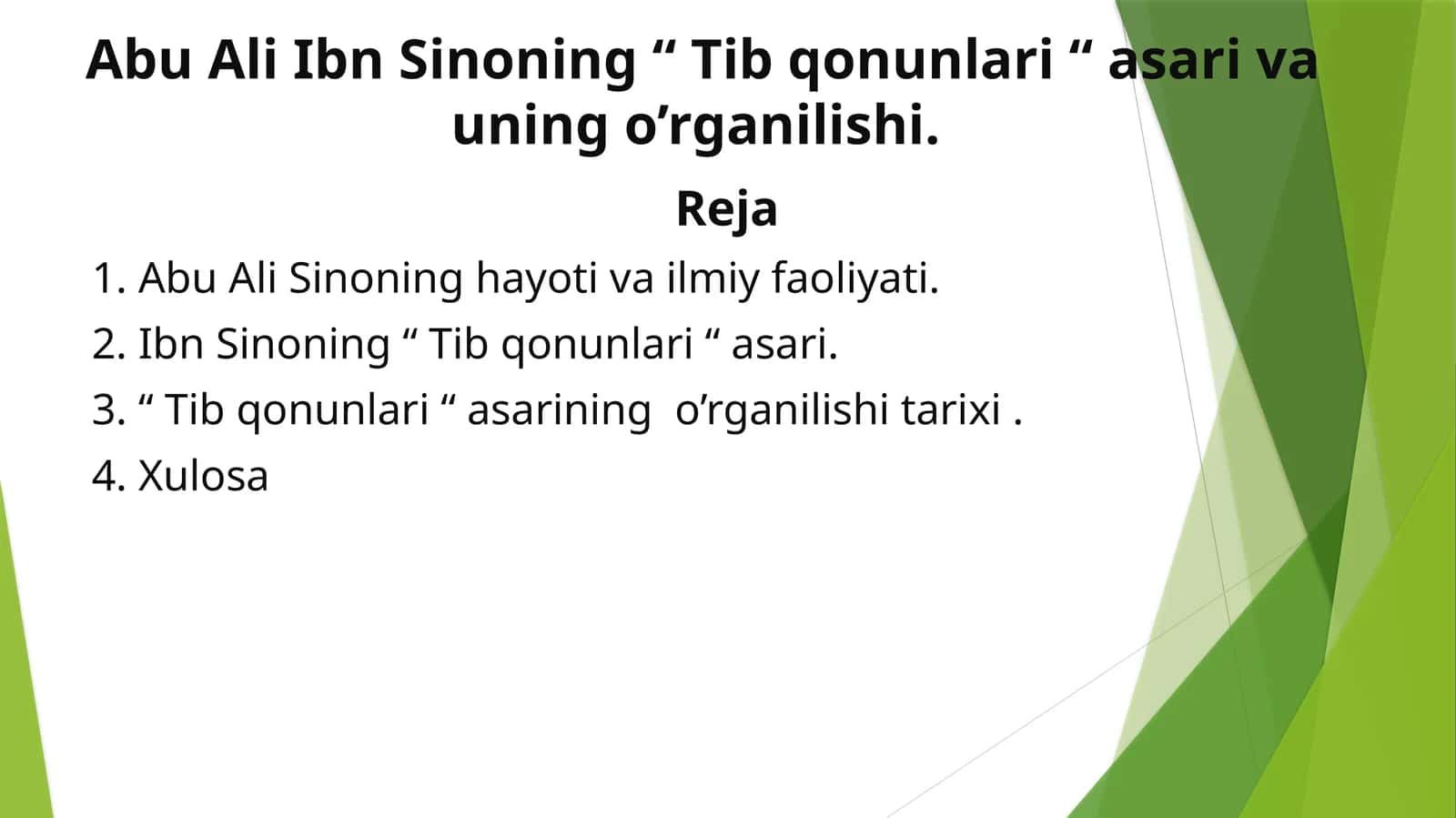 Abu Ali Ibn Sinoning “ Tib qonunlari “ asari va uning o’rganilishi 1