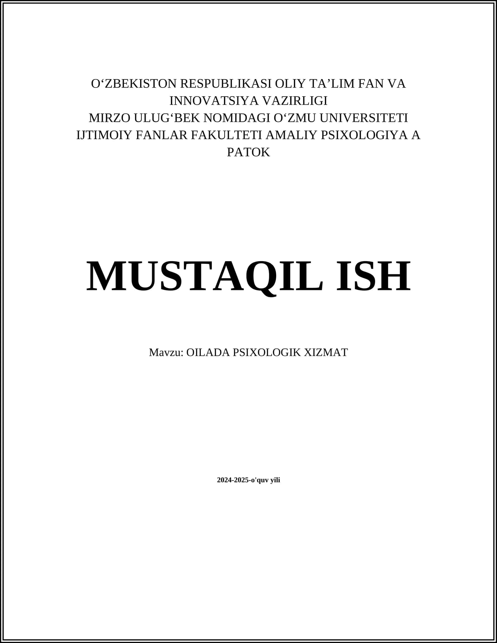 OILA PSIXOLOGIK MUVOZANATI 1
