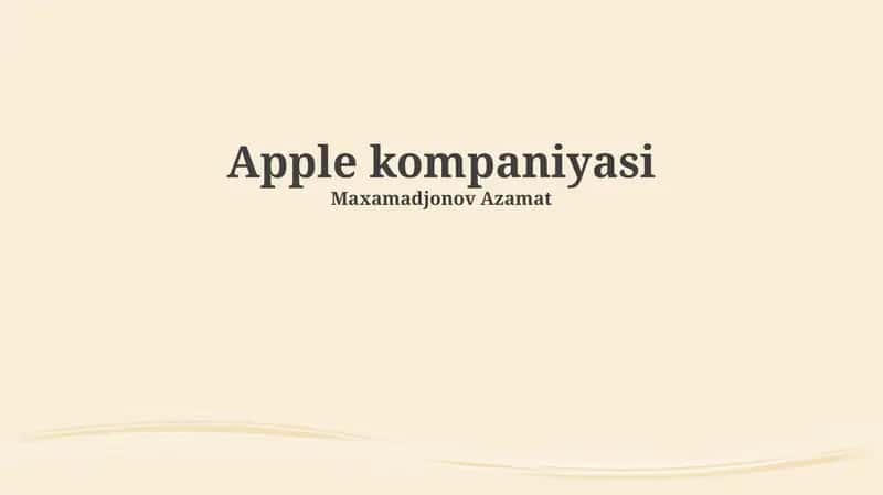 Apple kompaniyasi 1