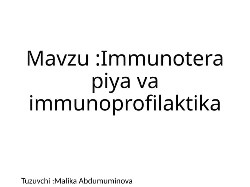 Immunoterapiyava immunoprofilaktika 1