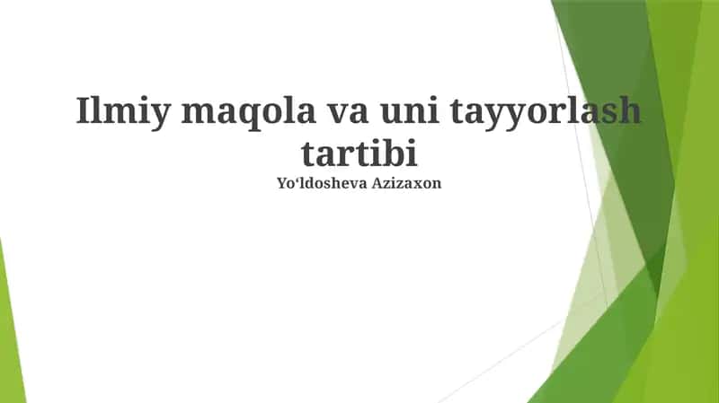 Ilmiy maqola va uni tayyorlash tartibi 1