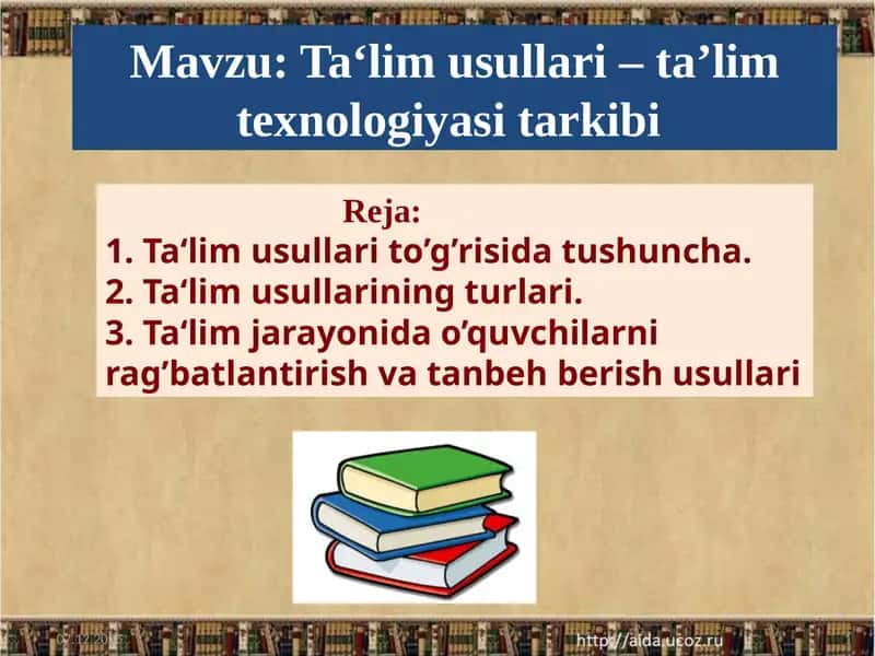 Ta‘lim usullari–ta’limtexnologiyasitarkibi 1