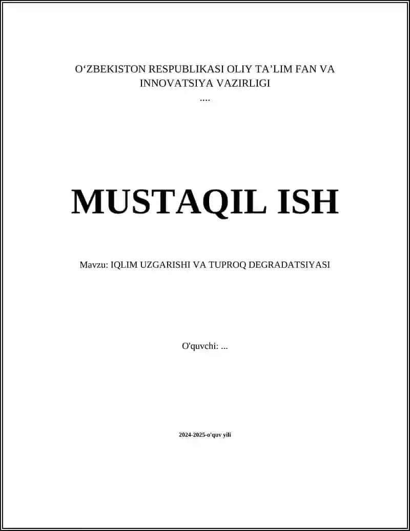 IQLIM UZGARISHI VA TUPROQ DEGRADATSIYASI